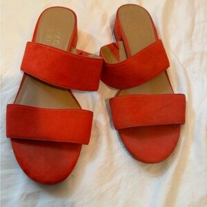 Franco Sarto Orange Sued Sandals